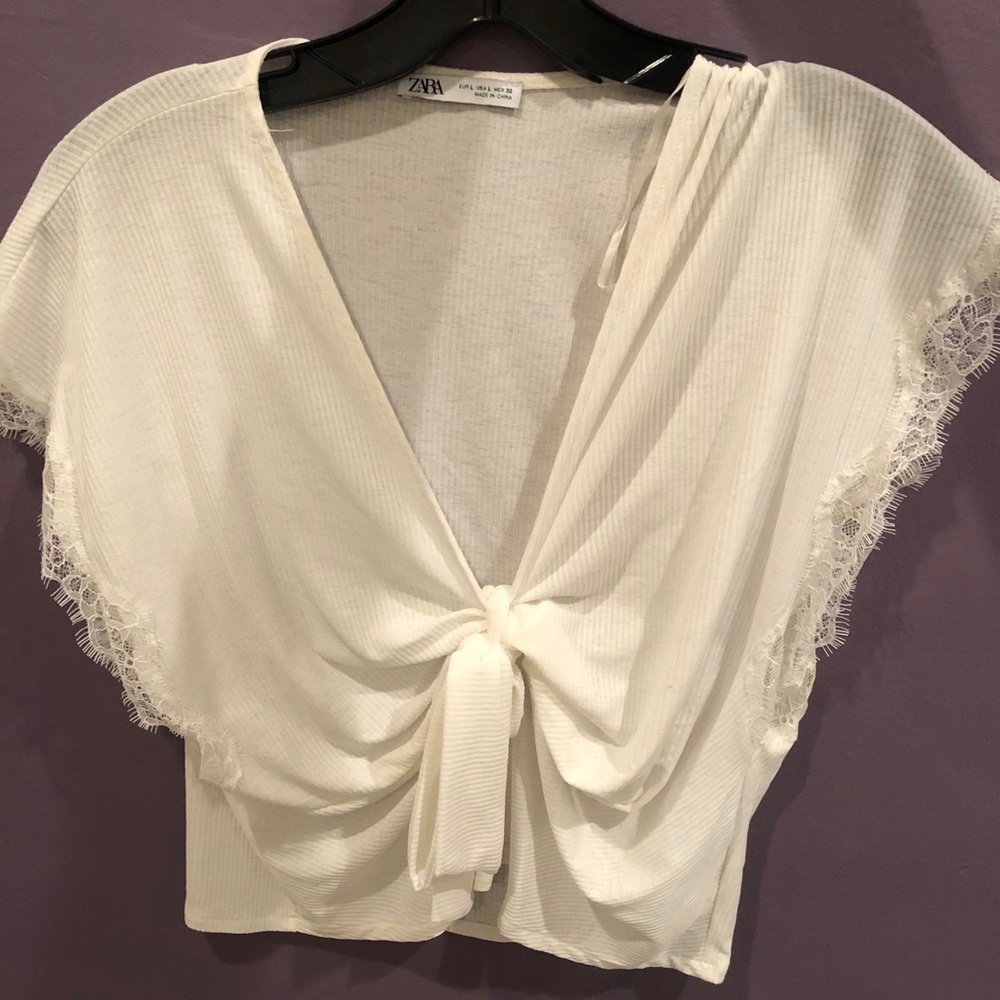 White top with tied front